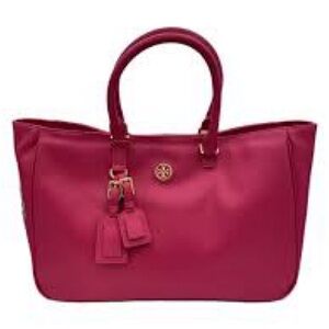 Tory Burch “Robinson” Pink  2 Luggage Tags Handbag ( SEE PHOTOS & DISCRPT.)